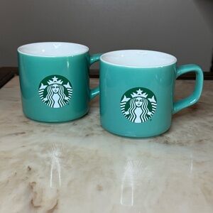 Starbucks Green Ceramic Mug Set of Two Mugs